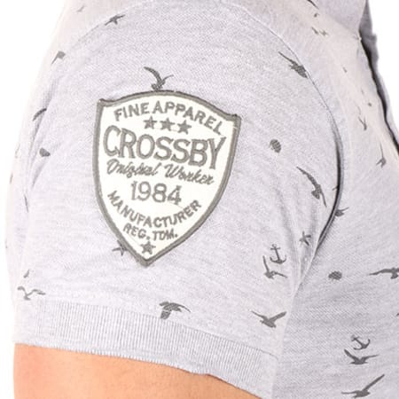 Crossby - Polo Manches Courtes Stevy Gris Chiné