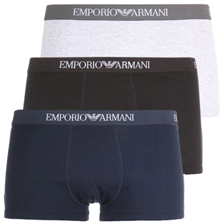 Emporio Armani - Lot De 3 Boxers 111610-CC722 Bleu Marine Gris Chiné Noir