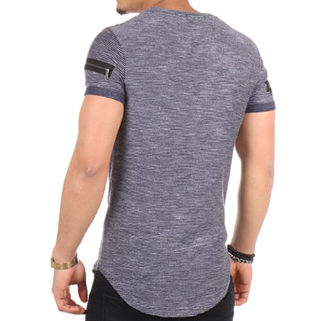 Uniplay - Tee Shirt Oversize Avec Zip UPY17 Bleu Marine