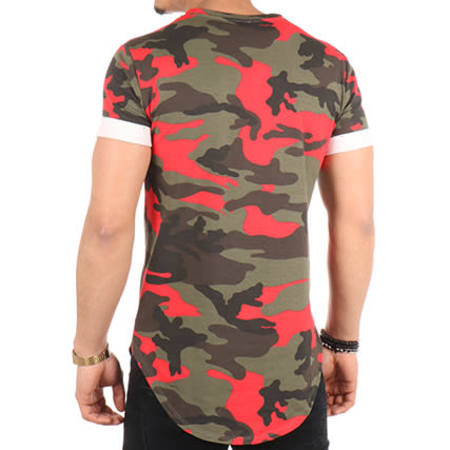 Uniplay - Tee Shirt Oversize UP-T128 Vert Kaki Rouge Camouflage