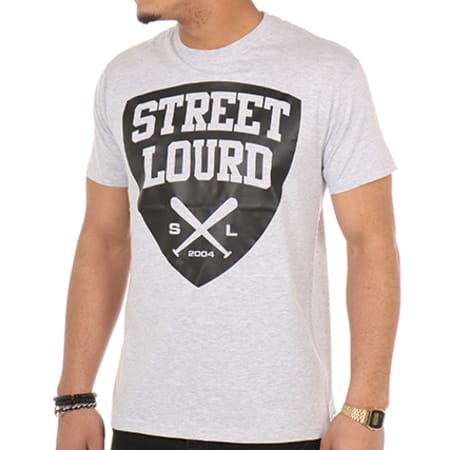 Street Lourd - Tee Shirt Emblem Gris Chiné