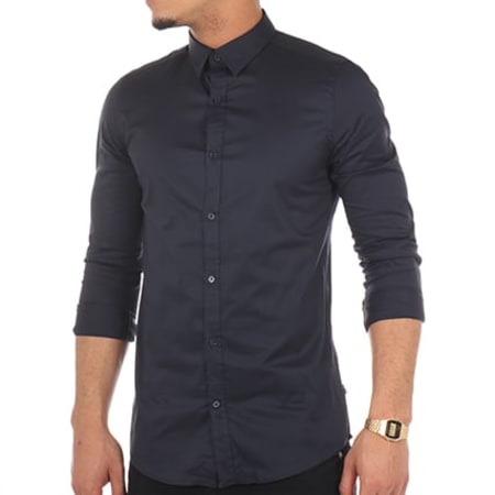 Only And Sons - Chemise Manches Longues Alejandro Bleu Marine