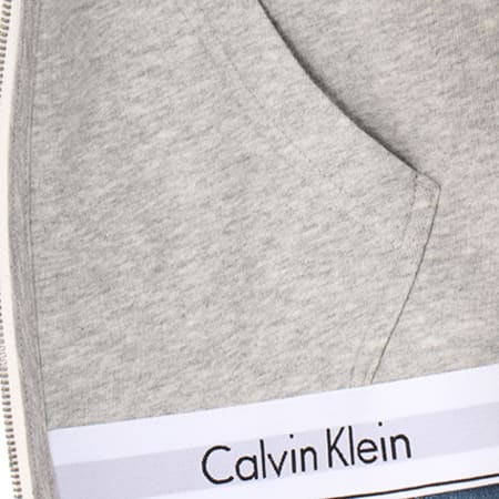 Calvin Klein - Sweat Zippé Capuche Femme QS5667E Gris Chiné