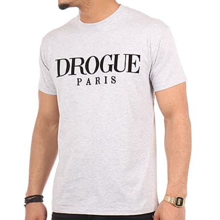 Drogue Paris - Tee Shirt Logo Gris Chiné