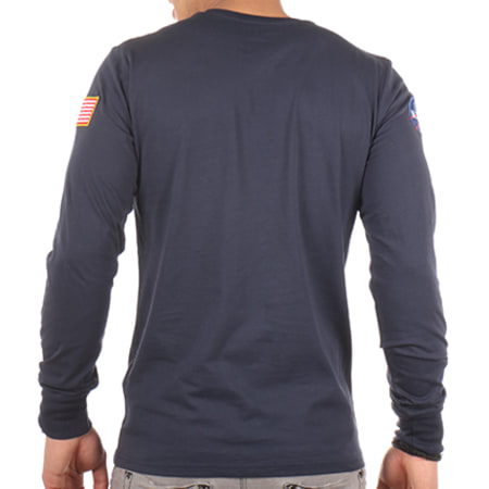 Alpha Industries - Tee Shirt Manches Longues Patch Brodé NASA Bleu Marine