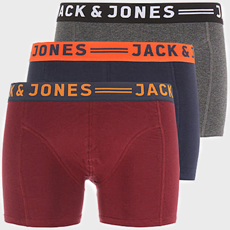 Jack And Jones - Set di 3 boxer Lichfield Navy Grey Bordeaux