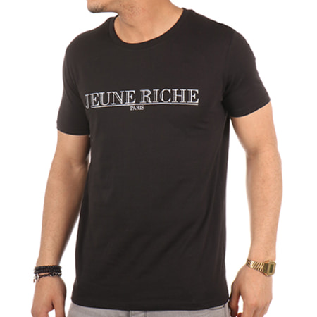Jeune Riche - Tee Shirt Noir Logo Argent