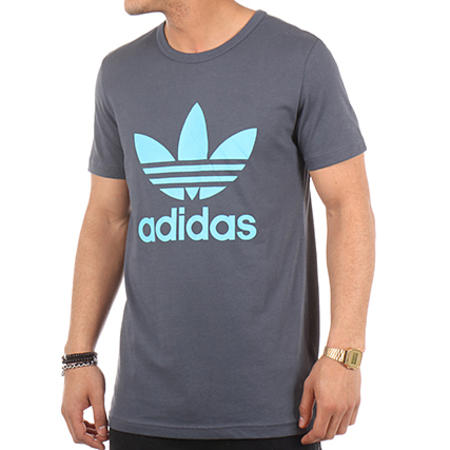 Adidas Originals - Tee Shirt Oversize Trefoil AY8003 Gris Anthracite 
