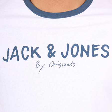 Jack And Jones - Tee Shirt Retro 3 Blanc Bleu Marine