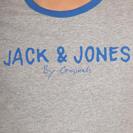 Jack And Jones - Tee Shirt Retro 3 Gris Chiné Bleu Roi