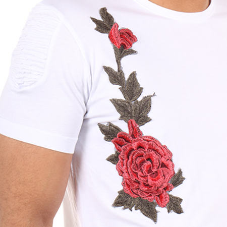 John H - Tee Shirt Oversize 368 Blanc Floral