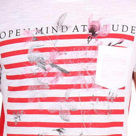 American People - Tee Shirt Poche Benatix Blanc Rouge