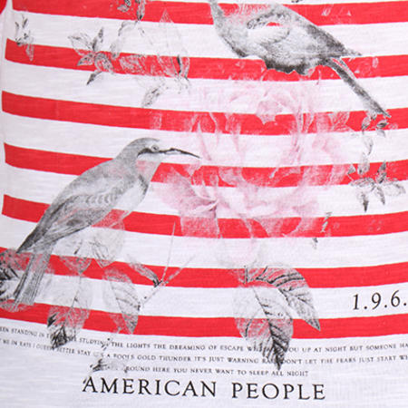 American People - Tee Shirt Poche Benatix Blanc Rouge