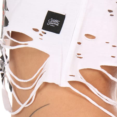 Sixth June - Tee Shirt Femme Crop W2632 Blanc