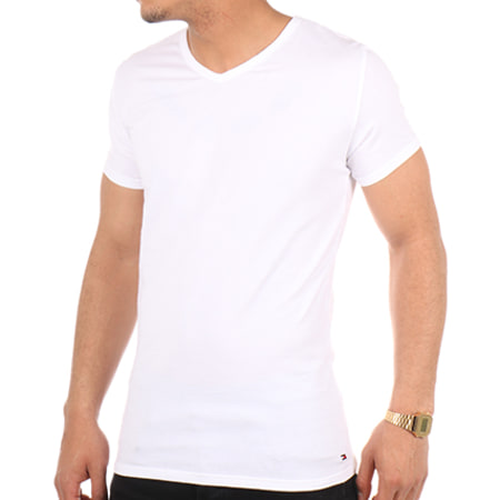 Tommy Hilfiger - Lot De 3 Tee Shirts V-Neck Premium Essentials Blanc Noir Gris