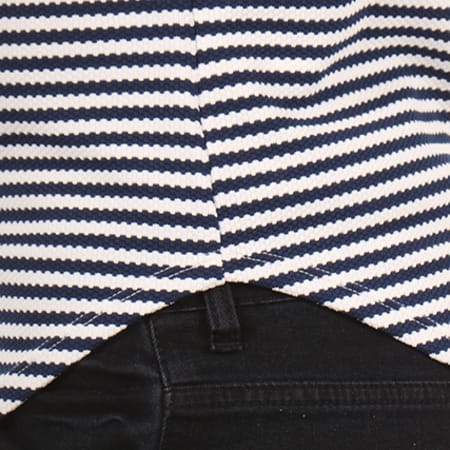 Aarhon - Tee Shirt Poche Oversize 17-512 Bleu Marine Blanc