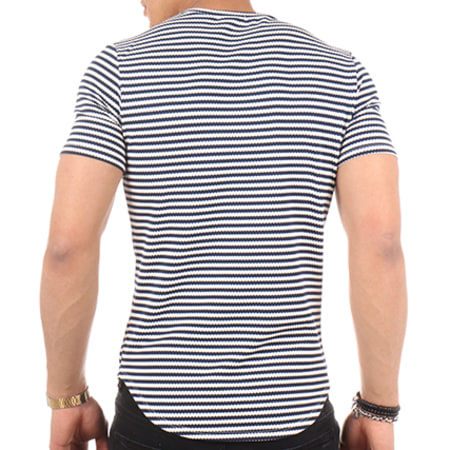 Aarhon - Tee Shirt Poche Oversize 17-512 Bleu Marine Blanc