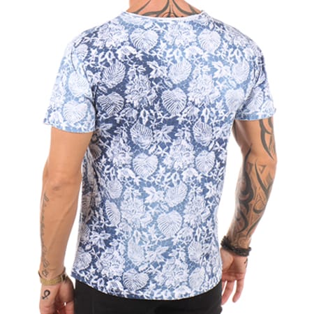 Aarhon - Tee Shirt 9001BFW Bleu Marine Blanc Floral