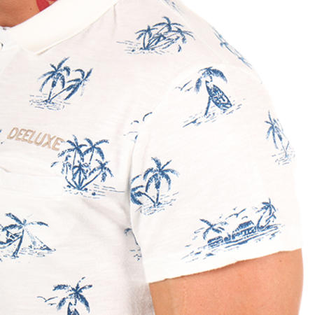 Deeluxe - Polo Manches Courtes Aloha Floral Blanc