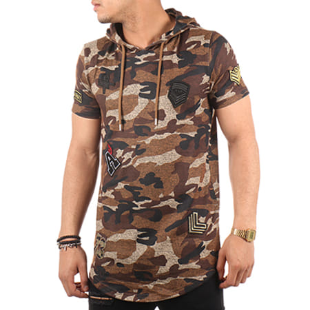 Gov Denim - Tee Shirt Capuche Oversize 171028 Camouflage Marron