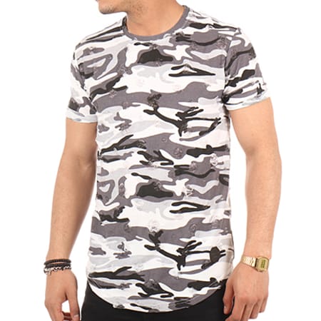 Project X Paris - Tee Shirt Oversize 88171155 Camouflage Gris Blanc