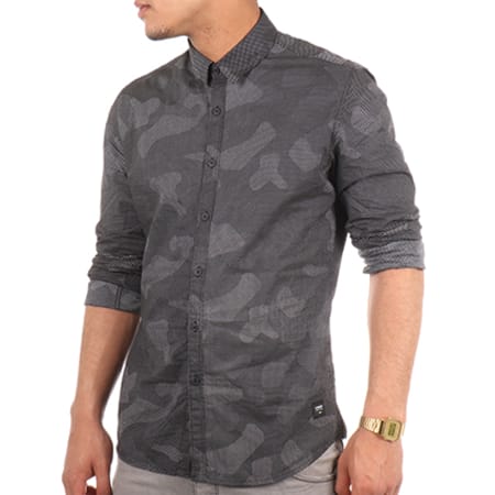 Solid - Chemise Manches Longues Hakeen Noir Camouflage