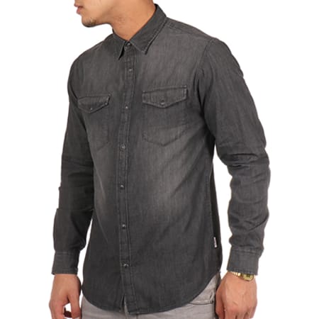 Jack And Jones - Chemise Manches Longues One Shirt Gris Anthracite