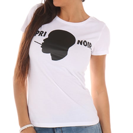 SPri Noir - Tee Shirt Femme Silhouette Blanc