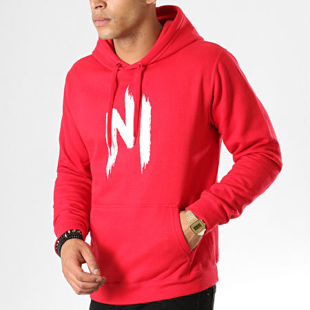 NI by Ninho - Sweat Capuche Ninho Rouge Logo Blanc