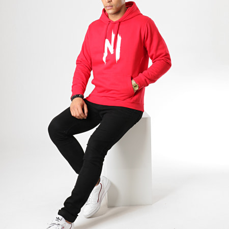 NI by Ninho - Sweat Capuche Ninho Rouge Logo Blanc