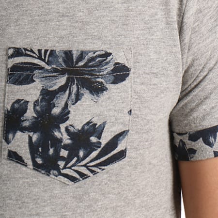 Biaggio Jeans - Tee Shirt Poche Lalita Gris Chiné Floral