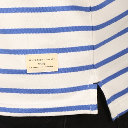 Selected - Polo Manches Courtes Aro Embroidery Blanc Bleu Roi