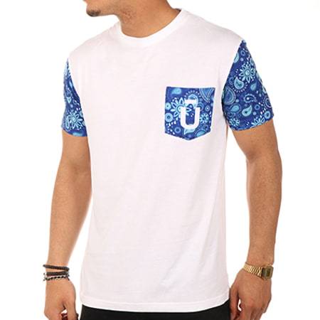 Unkut - Tee Shirt Poche Indie Blanc Bleu Roi