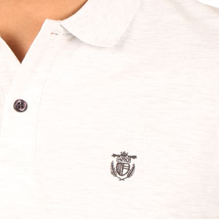 Selected - Polo Manches Courtes Aro Stripe Embroidery Blanc Chiné