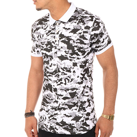 Ikao - Polo Manches Courtes Oversize F004 Blanc Camouflage