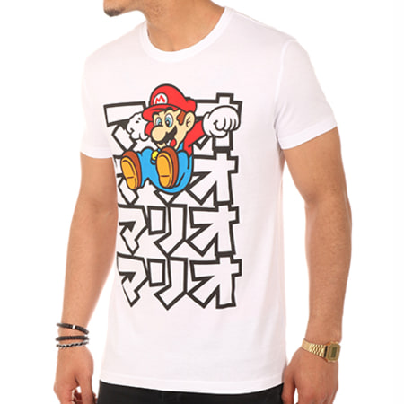 Super Mario - Tee Shirt Japanese Mario Blanc