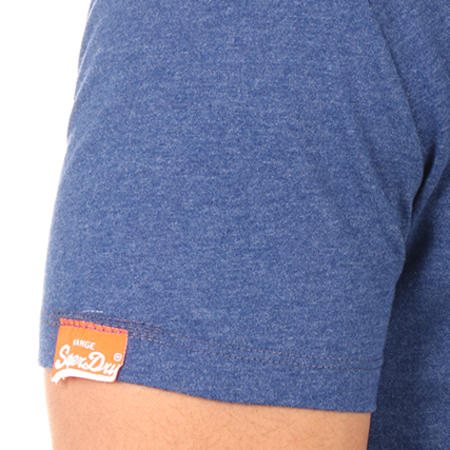 Superdry - Tee Shirt Orange Label Vintage Embroidery Bleu Marine Chiné