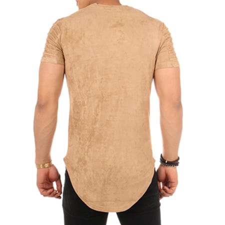 John H - Tee Shirt Oversize Suédine 131 Camel