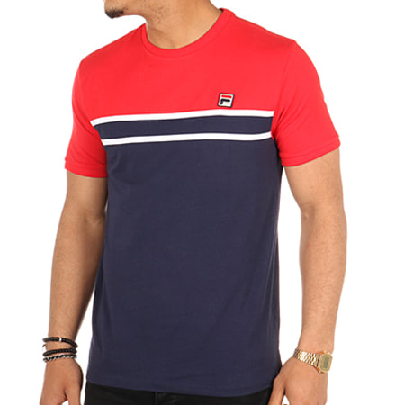 Fila - Tee Shirt Panel 684148 Rouge Bleu Marine