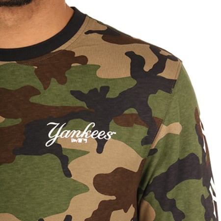 New Era - Tee Shirt Manches Longues Team Apparel New Tork Yankees Camouflage Vert Kaki