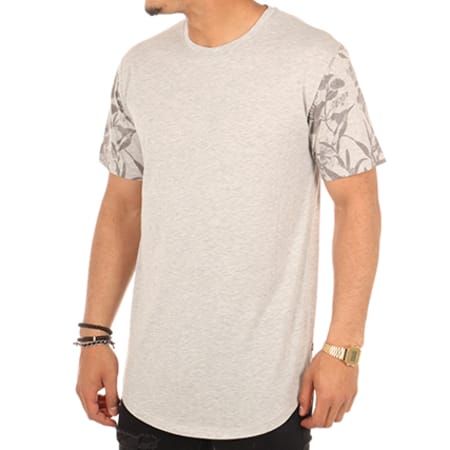 Only And Sons - Tee Shirt Oversize Torsten Gris Chiné Floral