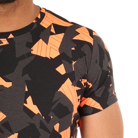 Cabaneli - Tee Shirt Aigle Camouflage Gris Anthracite Orange Fluo