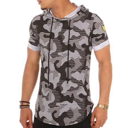Terance Kole - Tee Shirt Oversize Capuche S1572 Camouflage Gris