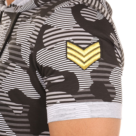 Terance Kole - Tee Shirt Oversize Capuche S1572 Camouflage Gris