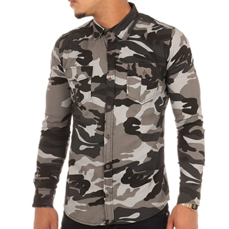 Uniplay - Chemise Manches Longues AMG-3 Camouflage Gris Noir