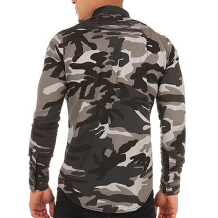 Uniplay - Chemise Manches Longues AMG-3 Camouflage Gris Noir