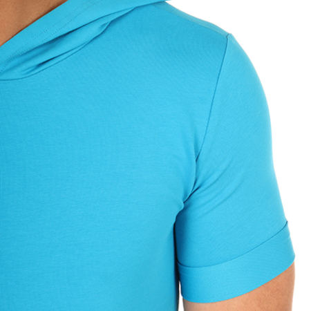 Celebry Tees - Tee Shirt Oversize Capuche Basic Bleu Turquoise