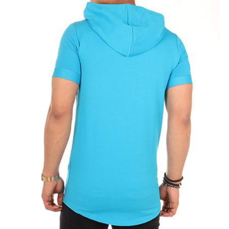 Celebry Tees - Tee Shirt Oversize Capuche Basic Bleu Turquoise