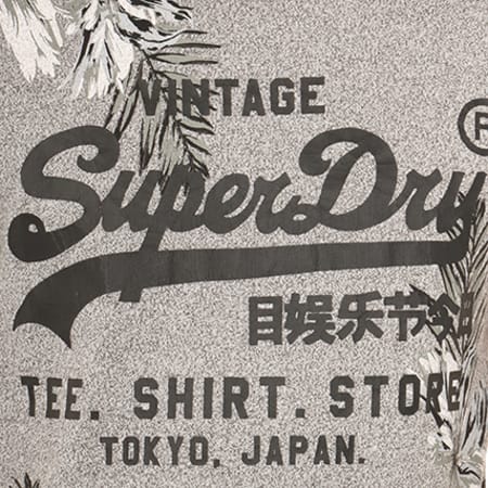 Superdry - Tee Shirt Surf Store Floral Gris Chiné