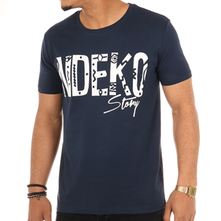 KeBlack - Tee Shirt Ndeko Story Bleu Marine Blanc